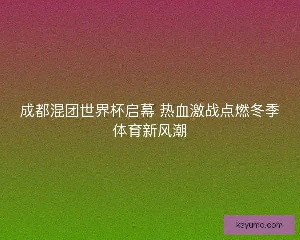 成都混团世界杯启幕 热血激战点燃冬季体育新风潮 成都混团世界杯启幕 热血激战点燃冬季体育新风潮